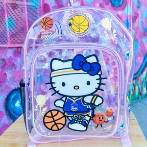 HELLO KITTY Golden State Warriors Clear Backpack 15” - Pink | Handmade
